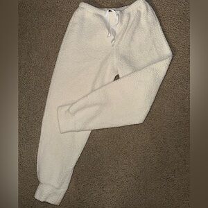White Sherpa Sweat Pants with White Drawstring Ribbon - Size S Perfect Condition